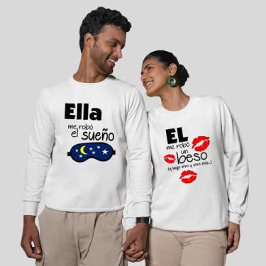 Imagem de Kit 2 Blusas Frio Moletom Careca Sem Capuz Casal Namorados Beijo - MP 
