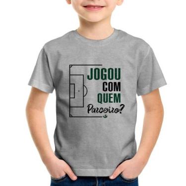 Imagem de Camiseta Infantil Jogou com quem parceiro - Foca na Moda, Cinza, 6
