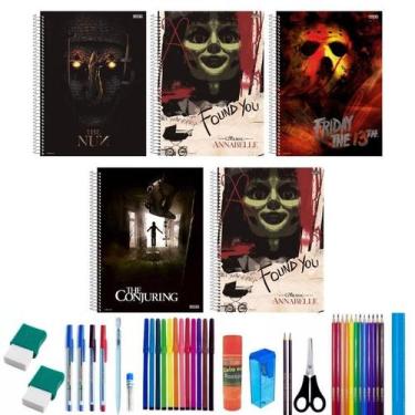 Imagem de Kit 5 Caderno Terror Arame 80 Folhas Capa Dura Com 36 Itens - São Domi