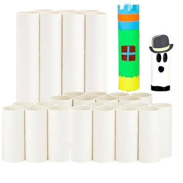 Imagem de 28 tubos de papelão brancos para artesanato, rolos grossos para artesanato, tubos de papel higiênico vazios para artesanato, rolos de papel de artesanato DIY para salas de aula e projetos de arte (2