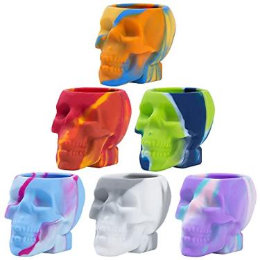 Imagem de Copos de shot em massa Cool Shot Glasses Funny Tequila Cute Shot Glasses Skull Silicone Shot Glasses Unique Fun Shots for Party Shot Glasses Conjunto de 6 copos para homens e mulheres 50 ml Tie Dye Variedade