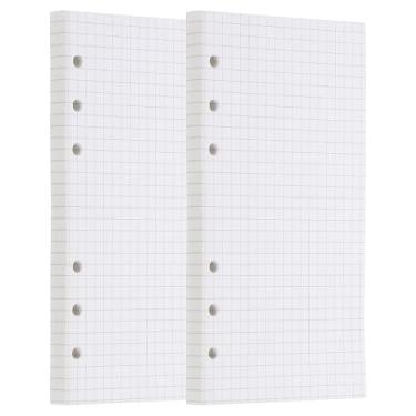 Imagem de PATIKIL Refil de papel quadriculado com 6 anéis para fichário de folhas soltas, inserções de planejador, 160 folhas/320 páginas, forrado