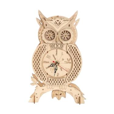 Imagem de Almencla Quebra-cabeça de madeira 3D Relógio de mesa Decoração Criativa DIY Montagem Presente de Natal Decoração de mesa para cozinha interna Quarto