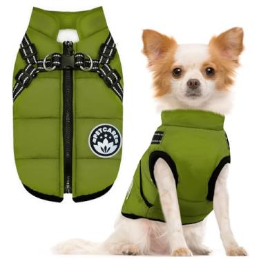 Imagem de PETCARE Casaco de inverno para cães com arnês embutido à prova d'água, colete de lã quente para cachorro à prova de vento, jaqueta de neve refletiva para cachorros, pequenos, médios e grandes, gatos