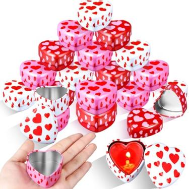Imagem de MorningRo 24 Pcs Valentine's Day Heart Candle Tins with Lids Empty Heart Shaped Candle Jars 2 oz Candle Tins Box Valentine Candle Containers for DIY Making Candles Valentine Gifts(Colorful)