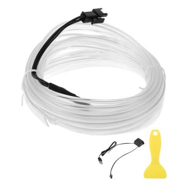 Imagem de A ABSOPRO Cabo de fio EL de 3 metros LED que brilha na faixa de iluminação interior do carro luz neon flexível para decoração de carro USB (5V) azul gelo