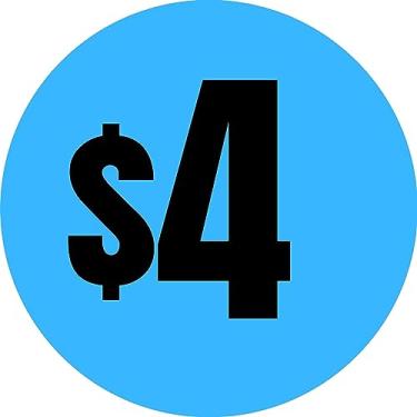 Imagem de Mobiusea Creation 480 adesivos de preço | Etiquetas de preço de 4 dólares | Cor rosa brilhante com texto preto | 1,9 cm de diâmetro | Etiquetas de preço pré-impressas | Adesivos de venda de garagem