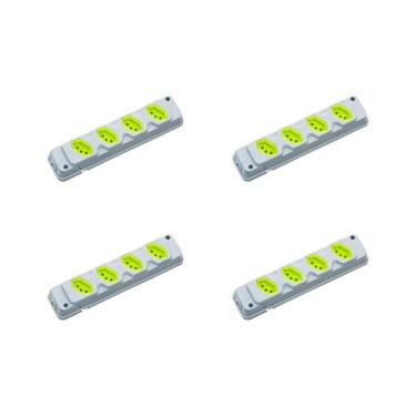 Imagem de Kit C/4 - Tomada Barra Fiolux Quadrupla 2Polos+T20A Cinza