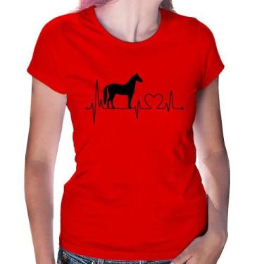 Imagem de Baby Look Cavalo Batimentos Cardíacos - Foca na Moda, Vermelho, GG