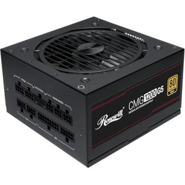 Imagem de Rosewill CMG5 1200W, compatível com ATX 3.0 e 3.1, fonte de alimentação modular completa 80+ ouro 1200W, conector PCIe 5.0 600W 12V-2x6, capacitores 100% japoneses, ventiladores FDB de 120 mm
