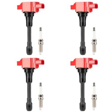 Imagem de MiKaFex Pacote De 4 Bobinas De Ignição Uf549 E 4 Velas De Ignição Iridium 9029 Compatíveis Com Nissan Altima Versa Sentra Cube Nv200 2007-2012 Infiniti M56 Fx50 Qx60 2013-2015 1.6/1.8/2.0/2.5/5.0/5.6L