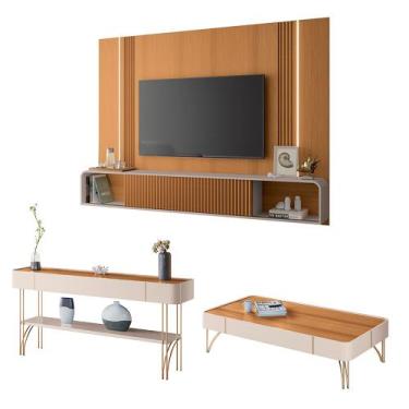 Imagem de Conjunto Home Suspenso c/LED Aparador e Mesa de Centro Vivant/Cadenza/