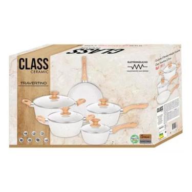 Imagem de Jogo De Panelas 5 Pçs Inducao Ceramic Class Travertino 4mm Antiaderent