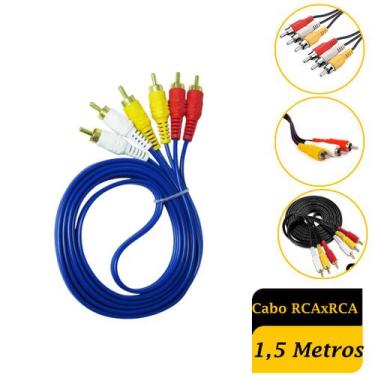 Imagem de Cabo Áudio Vídeo 3rca X 3 Rca Cabo 1,50 Metros - NoBrand