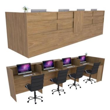 Imagem de Balcão em L Caixa 522cm Freijó Syncro - Premium Mod 1.1 - Marcenaria O