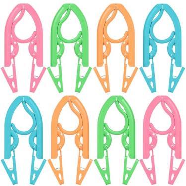 Imagem de Cabides de roupas dobráveis portáteis com clipes, cabides para viagem, leves, duráveis, compactos, dobráveis para camisas, vestidos, casacos, calças, toalhas, roupas de bebê, pacote com 8