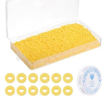 Imagem de PATIKIL Kit de 4000 peças de pulseira de contas de argila, 4 mm, contas espaçadoras de argila de polímero redondas planas com cordão elástico para fazer joias de amizade, amarelo