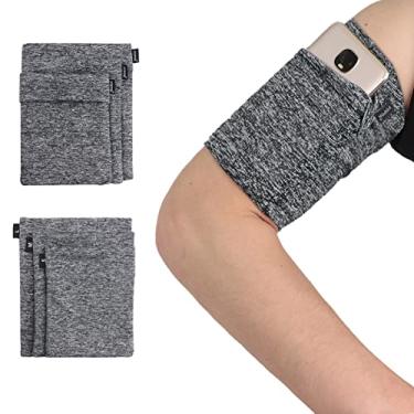 Imagem de Braçadeira grande para celular para corrida – um bolso oculto compatível com iPhone 6, 6S, 7, 8, X, XR, XS 11, 12 Max Plus Pro feminino, masculino, caminhada, caminhada, caminhada, caminhada, jardinagem, patinação, equitação – cinza/grande