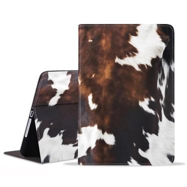 Imagem de POIUYTREW Capa para Samsung Galaxy Tab A9 Plus 11 polegadas modelo 2023 (SM-X210/X216/X218), capa fólio de couro PU inteligente com suporte e despertar/hibernar automaticamente, estampa de vaca marrom