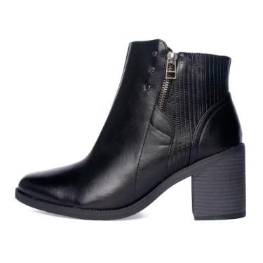 Imagem de Bota Comfortflex Cano Curto Ziper Lateral, 35, Preto