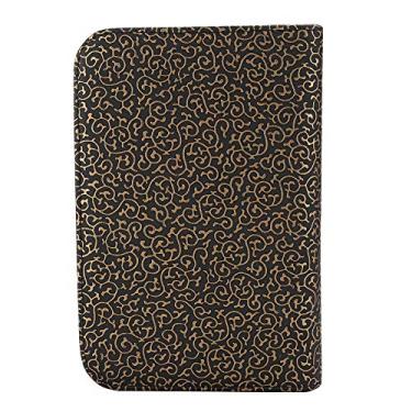 Imagem de Tesoura portátil pente de cabelo bolsa prática de armazenamento de ferramentas de cabeleireiro preto dourado (preto dourado)