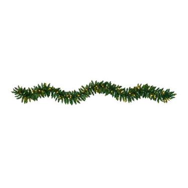 Imagem de Mini guirlanda artificial de pinho de Natal de 2,7 m com 50 luzes LED brancas quentes