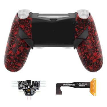 Imagem de eXtremeRate Kit de recapitulação Dawn versão tipo C para controle PS4 Slim Pro JDM-040/050/055 com 6 perfis de mapeamento personalizáveis, revestimento traseiro redesenhado vermelho texturizado e 4