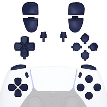 Imagem de eXtremeRate Botões de substituição D-pad R1 L1 R2 L2 Compartilhar opções de botões de rosto para controle PS5, azul meia-noite, conjunto completo de botões com ferramentas para controle PlayStation 5
