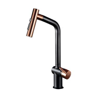 Imagem de Torneira Misturador Monocomando Higold Piniz 980128 De Bancada Preto-rose Gold