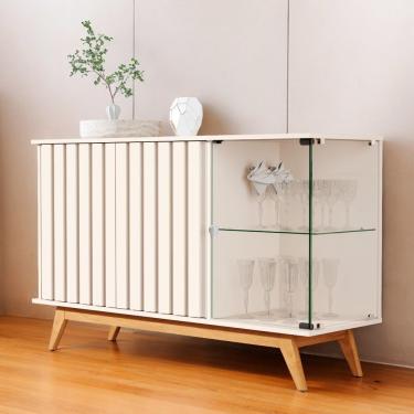 Imagem de Buffet Ripado com Prateleira Açaí 03 Portas Pérola Jb Móveis