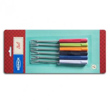 Imagem de Conjunto De Garfos Para Petiscos Beli 2051322 6 Peças Brinox Colorido