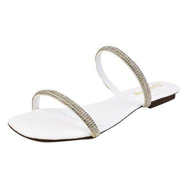 Imagem de Rasteirinha Sandália  Feminina Tamanco Rasteira Confortável Tira de St