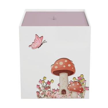 Imagem de Lixeira Kit Higiene MDF com Tampa Quarto Bebê Cogumelo - Neném na Nuve