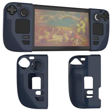 Imagem de AJKTHGE Capa Protetora De Silicone Compatível Com Steam Deck/Oled, Alça Texturizada Antiderrapante Para Deck, 4 Protetores Polegar Anticolisão. (Azul-Escuro)