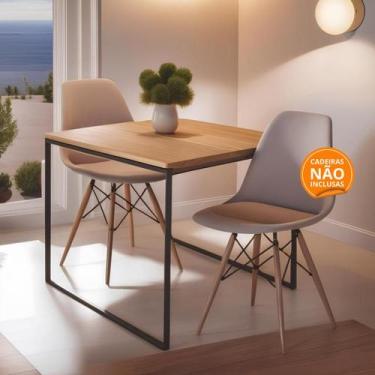 Imagem de Mesa de Jantar Industrial 4 Lugares 80x80 Compacta Ideal para apartame