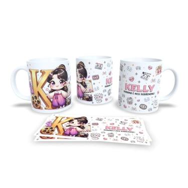 Imagem de Caneca branca Dorama, uso exclusivo dorameira, alfabeto dorama, personalizada com nome (K)