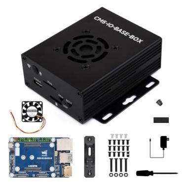 Imagem de Waveshare Mini placa base, minicomputador WaComputer projetado para Raspberry Pi Compute Module 5 (não incluído), EEPROM integrado e chip de criptografia, incluindo caixa de metal e fonte de