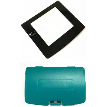 Imagem de Tampa traseira da bateria + lente de tela de vidro para substituição GBC Game Boy Color (azul-petróleo)
