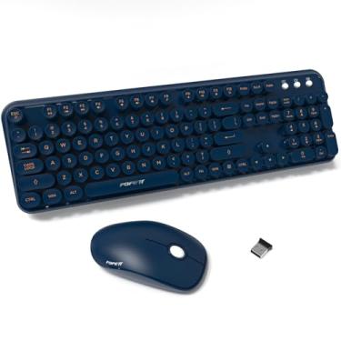 Imagem de Combo de teclado e mouse sem fio, teclado de tamanho completo de 2,4 GHz, sem fio, receptor USB plug-and-play para PC, laptop, desktop, Windows, Mac - azul escuro
