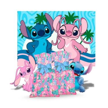 Imagem de Kit Festa Stitch Rosa Decoração 40 Lembrancinhas +Painel TNT - piffer 