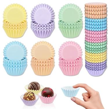 Imagem de ZCCLINN Mini forros para muffins de cupcake – 600 unidades de cor pura, forro de cupcake de papel pequeno para assar, copos de muffin, embalagem de doces, suprimentos para fazer bolos pequenos e