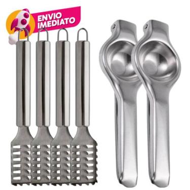 Imagem de Kit Escamador Removedor Escama Descamador Peixe E Espremedor Amassador