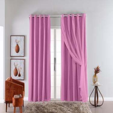 Imagem de Cortina Com Blackout PVC Com Tecido 4.00 Metros 4.20 M X 2.50 M (Rosa)