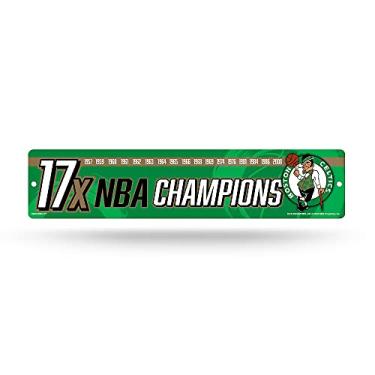 Imagem de Rico Industries NBA Boston Celtics - Placa de rua de plástico 17X Champ - Decoração de casa - Placa de parede