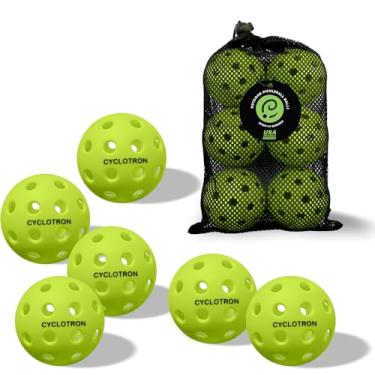 Imagem de CYCLOTRON Pacote com 6 bolas premium de pickleball de 40 furos, aprovadas pela USAPA, perfeitamente equilibradas, bolas de pickle de alta resiliência e durabilidade, bolas de pickle com bolsa para