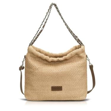 Imagem de QTKJ Bolsa de praia de palha para mulheres, sacola de grande capacidade, bolsa de mão para férias, viagens, uso diário (estilos 406