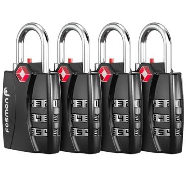 Imagem de Fechaduras de bagagem aceitas pela TSA, indicador de alerta aberto Fosmon com 3 códigos de cadeado de combinação de dígitos para bolsa de viagem, estojo de terno, armários, academia, travas de