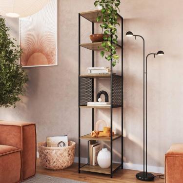 Imagem de Estante Industrial Alta 180x40cm com 5 Nichos P1023 Marrom
