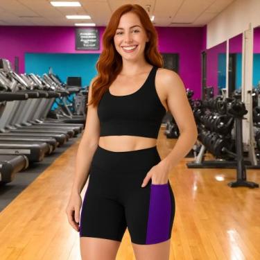 Imagem de SHORT Bermuda LEG Legging COM BOLSOS Suplex Fitness Academia Feminino 