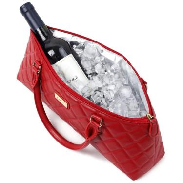 Imagem de Bolsa Térmica Para Transporte de Vinhos Sachi até 1 Garrafa, Vermelho